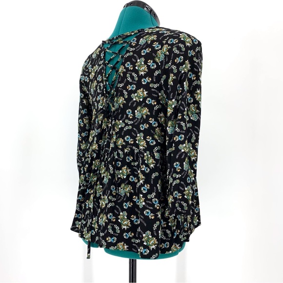 BONGO Floral Patterned 3/4 Sleeve Corset Back Blouse, Medium - Picture 8 of 16